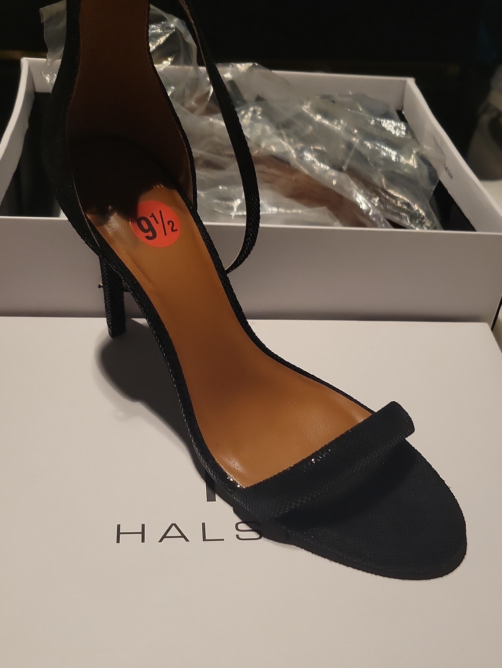 H by Halston Black Open-Toe Stiletto Sandals